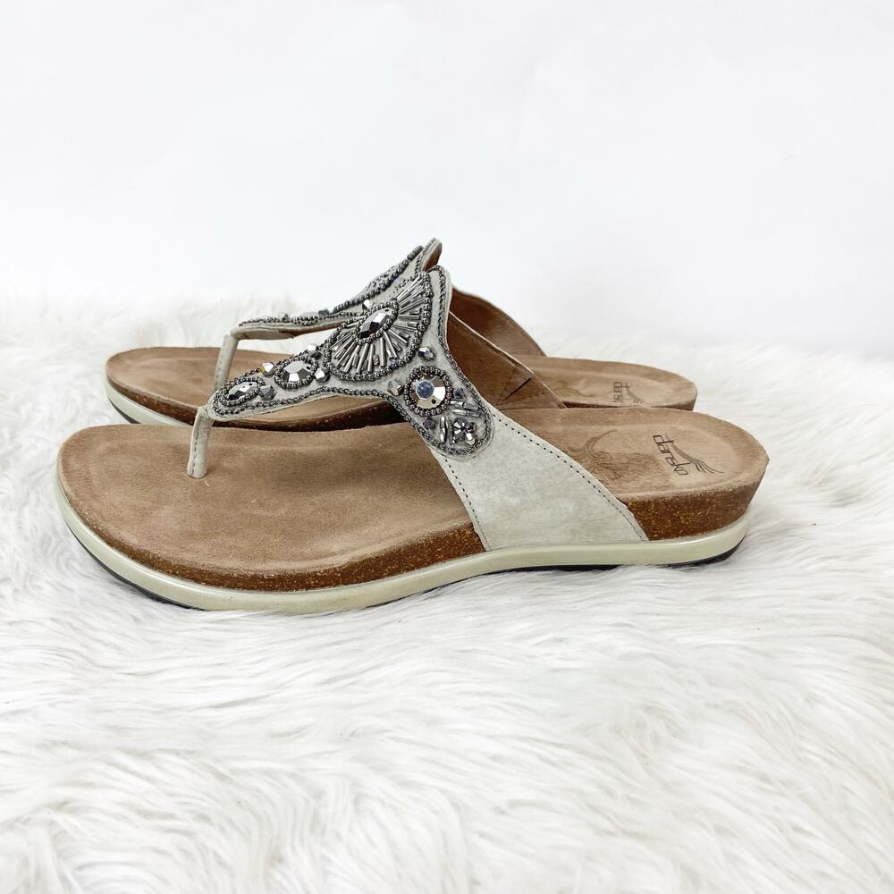 Dansko 42 12 US Womens Pewter Embellished Pamela Leather Thong Comfort Sandals - Picture 5 of 12